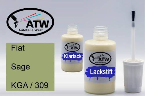 Fiat, Sage, KGA / 309: 20ml Lackstift + 20ml Klarlack - Set, von ATW Autoteile West.